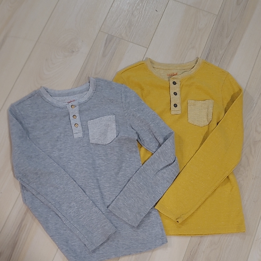 Gray and Yellow Kids Henley Shirts
